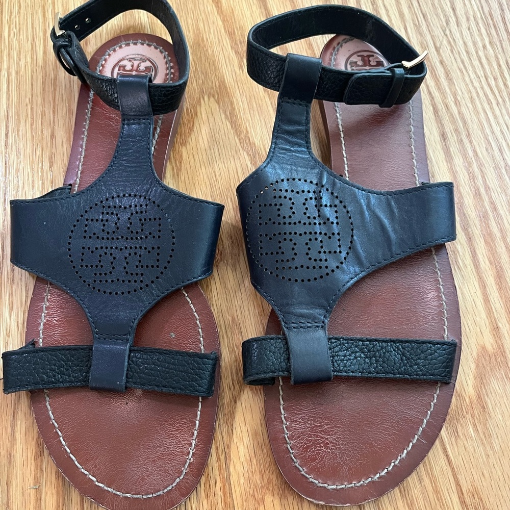Tory Burch Navy Leather Sandals
